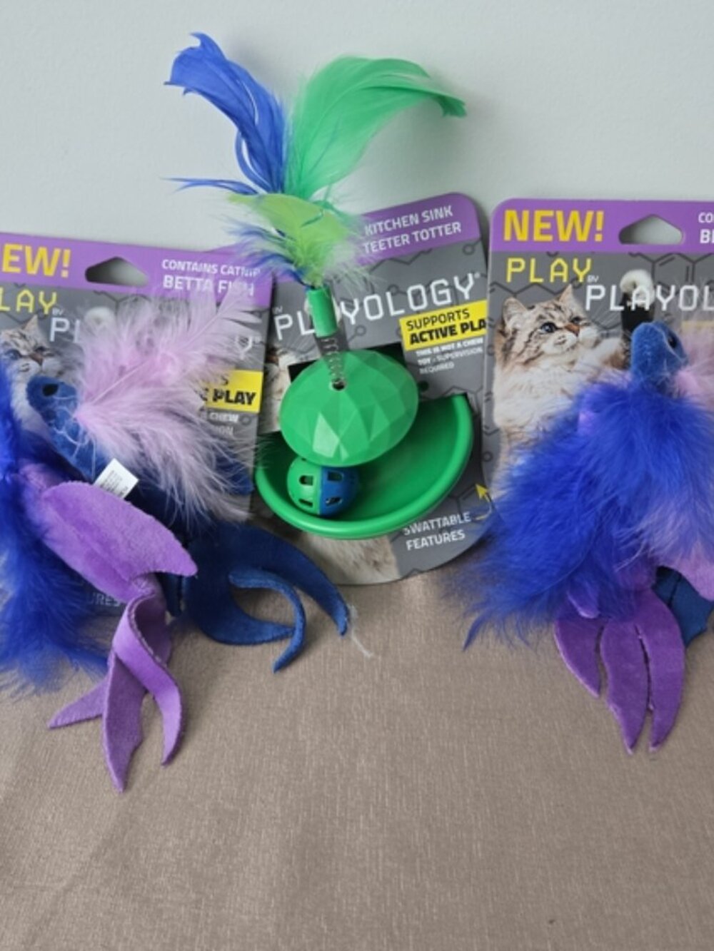 Playology Cat Toy Bundle (3‑Pack) – Catnip Betta Fish + Teeter Totter, New - Picture 3 of 7